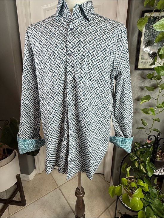 Robert Graham Other - Robert Graham Classic Fit XL Geometric Print Button Down Shirt Blue Teal